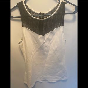 Express white and black lace tank top